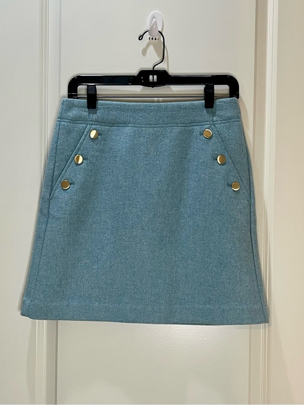 LOFT Seafoam Blue Mini Skirt with Button Detail Pockets Wool 2